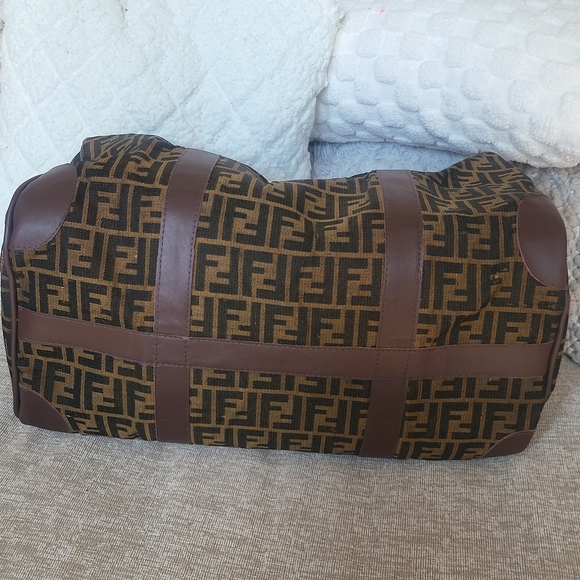 Fendi Zucca FF Canvas Leather Boston 45 Travel Bag. - Picture 6 of 16